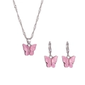 Retro butterfly jewelry set with pink pearlescent pendant necklace and earrings - Purple Butterfly Style (J5301)