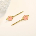 Rosa Planeten Haarklammern Set mit goldenen Wellenclips und verträumtem Kosmos Design - Rosa Planet Paarstil (C1204)