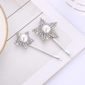 Fermagli per capelli a forma di stella con strass scintillanti e perle su bianco - Stile Coppia di Stelle (B9525)