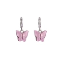 Boucles d'oreilles papillon tendance avec gouttes en résine rose nacrée et fermoirs en argent - Violet