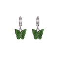 Boucles d'oreilles papillon en argent avec pendentif en acétate vert pour femme - Vert