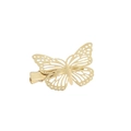 Barrette à cheveux papillon dorée élégante avec finition en métal poli et pince robuste - Papillon Droit (Grand) / Or Orienté à Droite (E2320)
