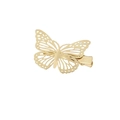 Barrette à cheveux papillon doré avec ailes en métal évidées pour un style élégant - Papillon Gauche (Grand) / Or Orienté à Gauche (E2321)
