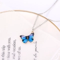 Elegant gradient blue and purple butterfly pendant necklace with golden metal edges - Necklace (D3112) / Royal Blue