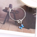 Silver chain bracelet with blue butterfly pendant and stylish OT toggle clasp - Bracelet (D3109) / Royal Blue