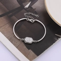 Detail of silver resin bangle with hexagonal druzy glitter and adjustable lobster clasp - Silver Silver Base