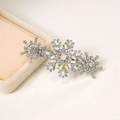 Elegante fermaglio per capelli a fiocco di neve in argento con strass e cristalli - Argento