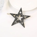 Lot de barrettes à cheveux en forme d'étoile avec strass gris et métal doré - Noir C3222
