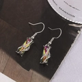 Rainbow aurora geometric zircon drop earrings with vine pattern silver frame for women - Silver (A7511)