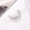 Elegante fermaglio per capelli a piuma d'argento traforato con design a doppio rebbio - Argento