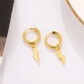 Macro detail of gold lightning earrings showing S925 sterling silver hallmark engraving - Lightning Style