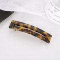 Details zur Haarspange aus Acetat mit Schildpattmuster und silbernem Metallfederverschluss - Dunkelkaffee Leopard