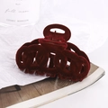 Dark red velvet hair claw clip with cutout chain design on elegant white background - Burgundy