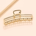Minimalist gold metal rectangular hair claw clip for thick hair on a neutral background - Square Gold (C2508)