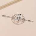 Fermaglio geometrico minimalista in argento con design cavo e finitura lucida a specchio - Stile Bastoncino Goccia d'Acqua Svuotata Argento