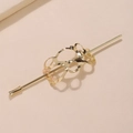 Bacchetta per capelli dorata minimalista con gabbia metallica geometrica irregolare - Stile Bastoncino a Forma di Fiore Oro (G3105)