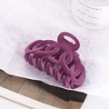 Elegant deep purple flocked hair claw with hollow circular chain design for women - Purple