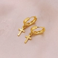 Orecchini a cerchio minimalisti in argento S925 dorato con ciondoli a croce - Stile Croce