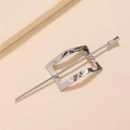 Fermaglio per capelli ondulato minimalista argento con finitura lucida e design elegante - Stile Bastone Rettangolare Argento
