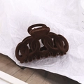Elegant dark coffee flocked circular hollow hair claw clip for autumn hair styling - Coffee