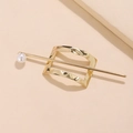 Set di forcine per capelli in metallo dorato con fermaglio cavo e perla bianca lucida - Stile Perla Rettangolare Oro