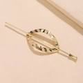 Goldene minimalistische Haarnadel aus Metall mit strukturierter Wellenoberfläche - Pferdeauge Stab Gold