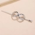 Spilla per capelli infinito argento con finitura in metallo martellato stile minimalista - Stile Bastoncino Infinito (C1332) / Argento