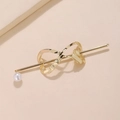 Elegante fermaglio per capelli in metallo dorato con nodo infinito e ciondolo a perla - Infinito Traforato Perla Oro