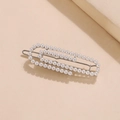 Fermaglio per capelli argento minimalista con tripla fila di perle bianche rettangolari - Argento (N4206)
