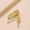 Detail shot of a V-shaped golden hair claw with yellow oil-dripped finish and metal teeth - Yellow (E5117)