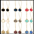 Set of nine pairs colorful round druzy resin drop earrings with golden fish hooks - Multicolor Combo