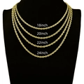 Comparison of 5mm gold stainless steel rope chain necklaces in 18, 20, 22, and 24 inch lengths - 5mm Gold 22inch (55cm)