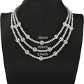 Three-piece silver tennis chain set in 18, 20, 22 inch lengths with crystal smiley faces - Silver 18inch(45cm)