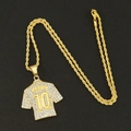 Hiphop halsketting met vergulde MESSI nummer 10 jersey hanger en fonkelende steentjes - Touwketting Ketting / Goud (Sportshirt)