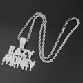 Collier avec pendentif EAZY MONEY en argent serti de strass sur une chaîne corde - Pendentif Alphabet avec Chaîne Torsadée / Chaîne Torsadée 0.5*60CM / Argent