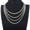 5mm silver stainless steel wheat franco chain necklace for men and women on a black bust - 18inch (45cm) / Silver