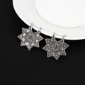 Bohemian vintage silver mandala engraved octagonal star earrings with a hollow metal design - Mandala Octagonal Star (A9131) / Antique Silver