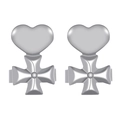 Silver earring lifters with a heart and Maltese cross design on a white background - Silver Heart Cross Style (A3508)