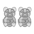 Elevadores de pendientes de oso plateados con diseño de metal minimalista en fondo blanco - Estilo Oso Plateado (A3402)