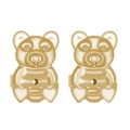 Vista detallada de dos dijes de oso de peluche dorado 3D con patas de corazón - Estilo Oso Dorado (A7402)