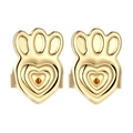 Detailed macro view of gold crown-heart earring lifters with amber gemstone inlays - Gold Crown Heart Rhinestone Style (A3226)