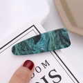 Green and blue marble pattern hair clip with silver glitter on a white card - Green Landscape Waterdrop