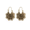 Böhmische Vintage-Ohrringe mit Mandala-Blumenmuster und filigranem Hohl-Design aus Gold - Antikgold