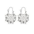 Bohemian style hollow octagon dangle earrings in antique silver finish with ear hooks - Antique Silver