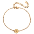 Gold chain bracelet with round charm featuring an engraved letter C and lobster clasp - Letter C