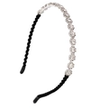 Elegante cerchietto sottile in argento con strass scintillanti e rivestimento in tessuto - Fiore del Sole Argento (C6532)