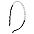 Fashion headband featuring black velvet wrap and sparkling square rhinestone inlay accents - Bowknot Style (C7219)