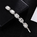 Elegante fermaglio per capelli in argento con cinque cristalli rettangolari e perle - Argento (C3113)