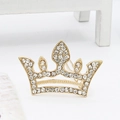 Elegante fermaglio per capelli a corona dorata con strass bianchi brillanti e raffinati - Oro Piccolo (B7413)