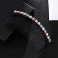 Detail of colorful crystal plum blossom hair comb with sparkling rhinestones set on black - Multicolor Hair Comb